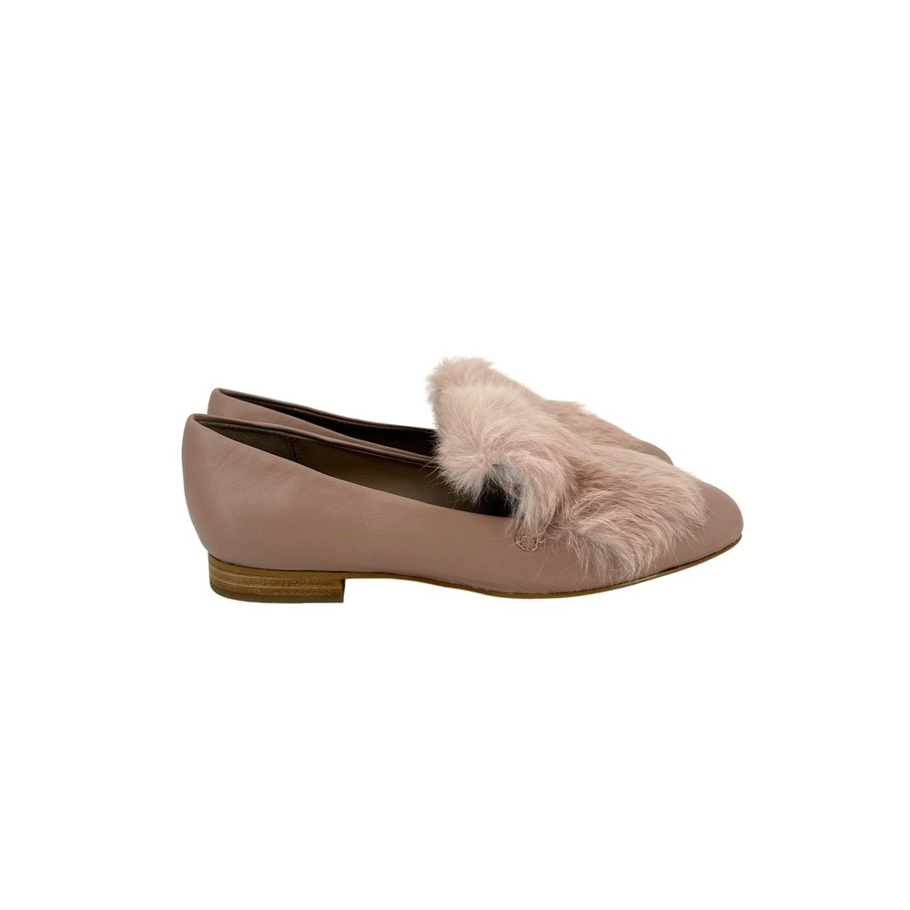 Donald J Pliner Lilian‎ Loafers leather fur trim size 7.5 blush pink womens